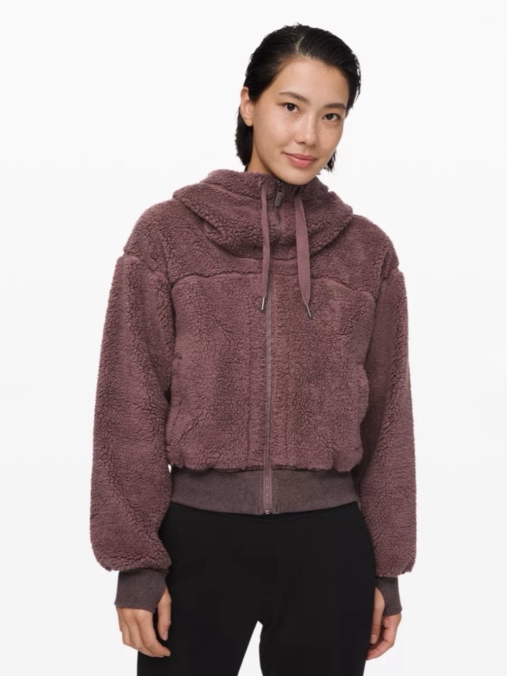 Lululemon Short and Sweet Fleece Jacket Hooded Full Zip Mauve Size M